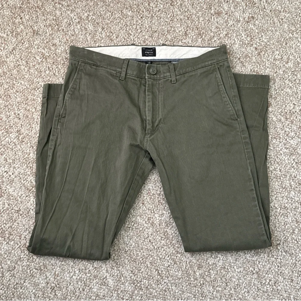 J. Crew Men's Olive Green Stretch Chino Pants 30x27.5